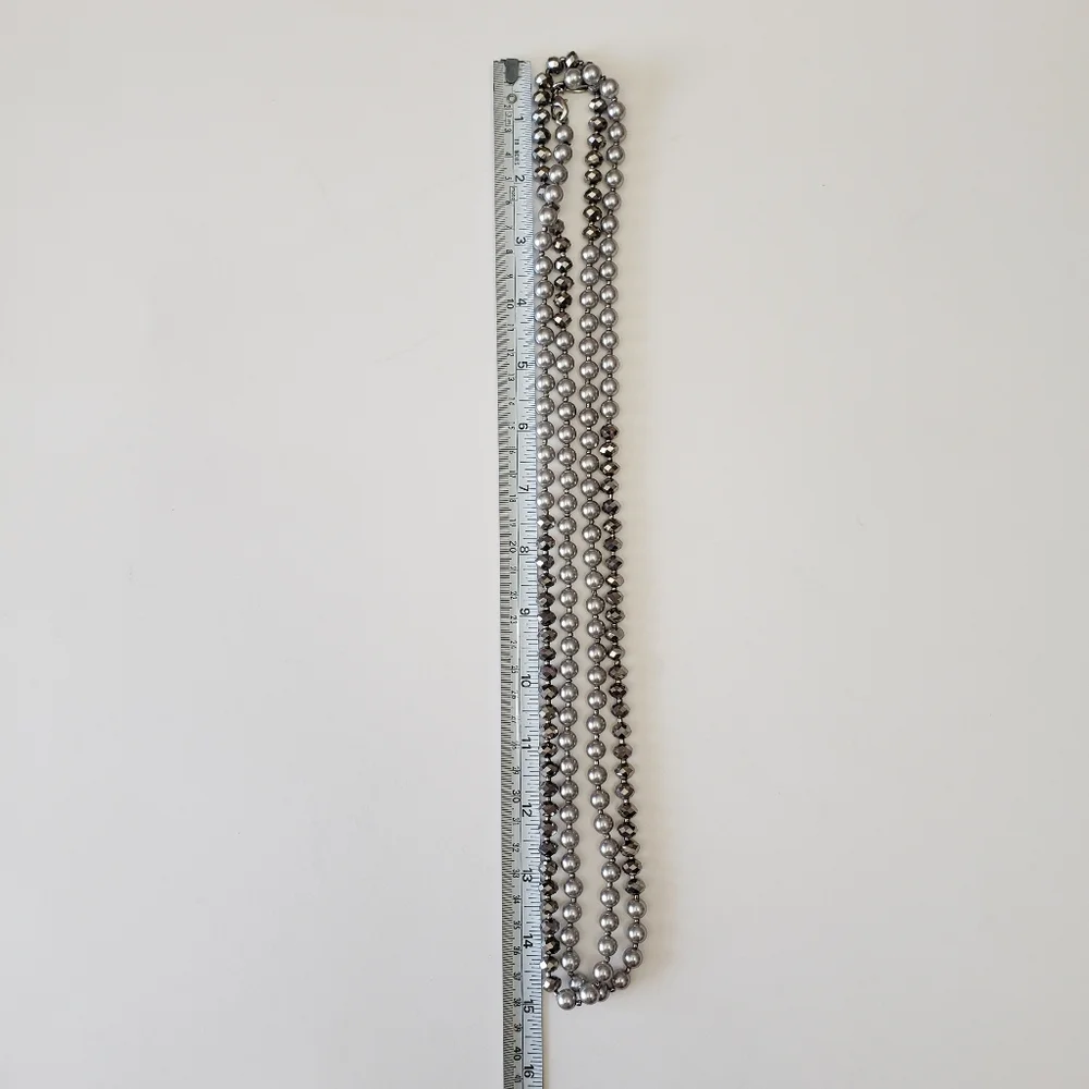 Ann Taylor Silver Tone Faux Pearl And Silver Tone Beaded Necklace - Picture 5 of 13